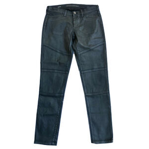 Banana Republic Pants Sz 26 Luxe Black Faux Leather Coated Jeans Skinny Slim